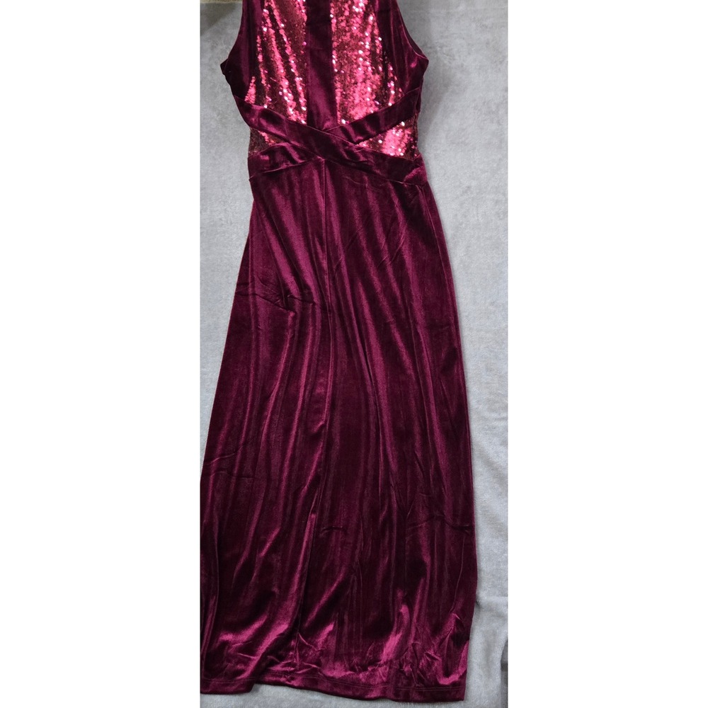 Candalite Petite Burgundy Velvet Sequin Holiday Dress PL Whimsigoth Formal‎ - Picture 2 of 9